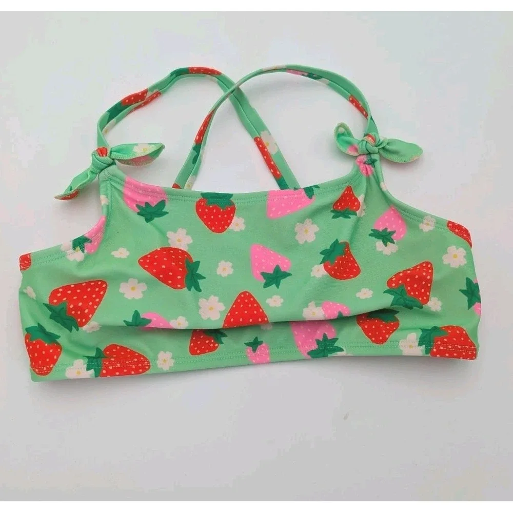 Cat & Jack Girls Size L 10/12 Bikini Swim Top Strawberries